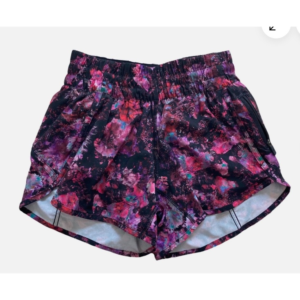Lululemon Tracker Womens Short, 4" Fluoro Floral Multi, Size 2